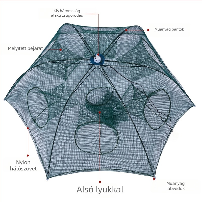 Összecsukható garnéla kosár, halas kosár és homárháló, halászati felszerelés