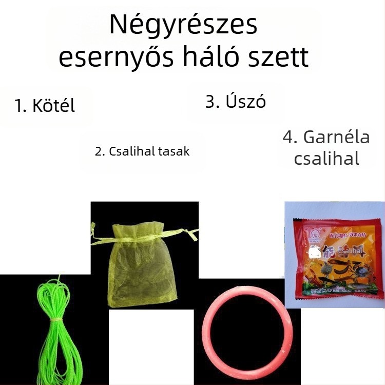 Ernyőhálós horgászfelszerelés, összecsukható háló, automata garnéla ketrec, halas táska – horgászati felszerelés