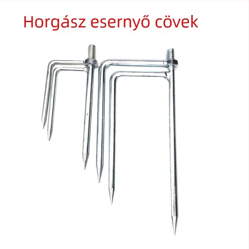 Rozsdamentes acél esernyővilla horgász esernyőhöz, 3 fogú, hosszított alap, esernyő kiegészítő