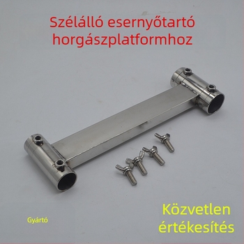 Rozsdamentes acélból készült megerősített horgásztámasz napernyő tartóval és univerzális lábakkal
