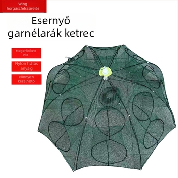 Összecsukható esernyő-stílusú garnéla-kosár, több méretű háló