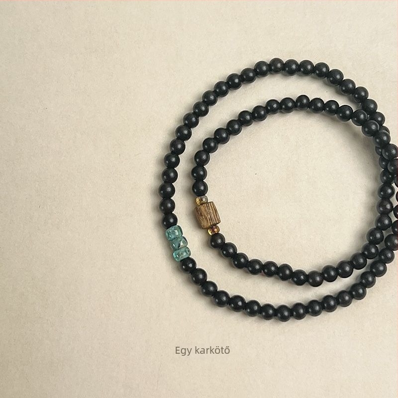 Eredeti niche ébenfa karkötő ritka agarfa fával, egyszerű fa buddhista gyöngyök, 6 mm-es gyöngyök, két vékony szál, nőknek