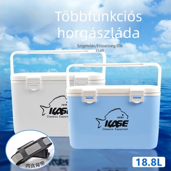 KASE ABS élőcsali és garnéla doboz oxigén inkubátorral, horgász doboz, 12–20 L, fehér