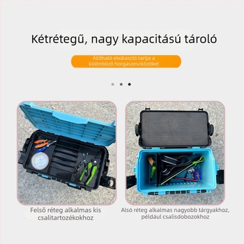 Hordozható, többfunkciós horgász doboz nagy kapacitással, kültéri horgászathoz, ülő és hátizsákos kialakítással