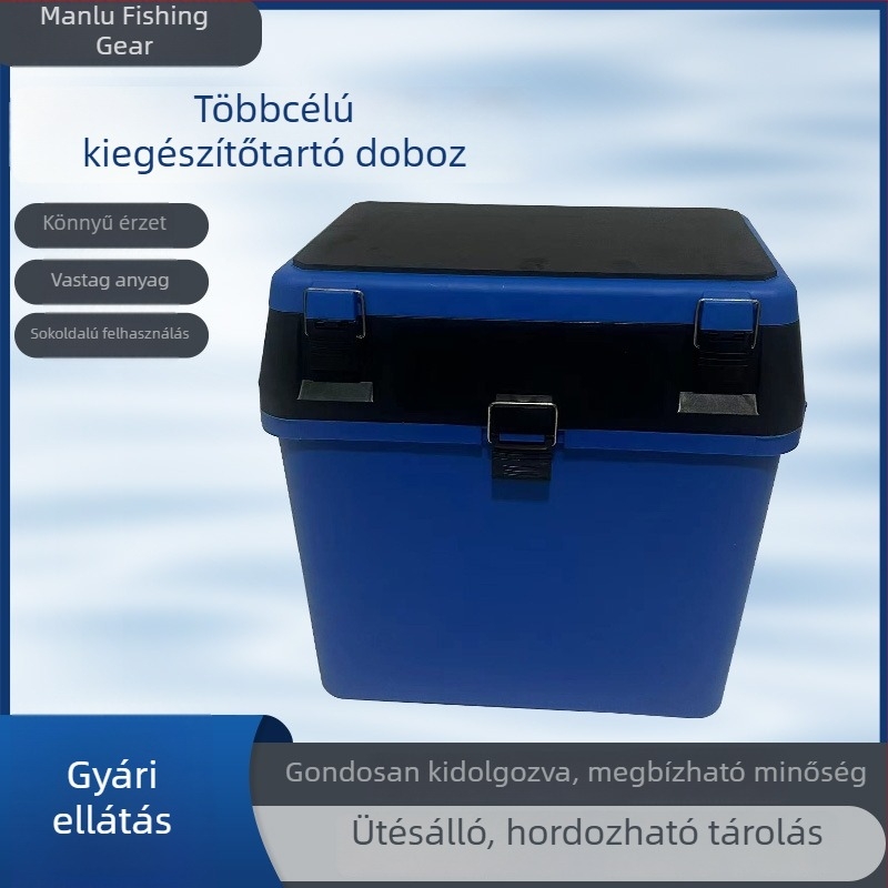 Többcélú műcsali-doboz tengeri és sziklához való horgászathoz, kiegészítő tárolóval, pohártartóval és botcsővel
