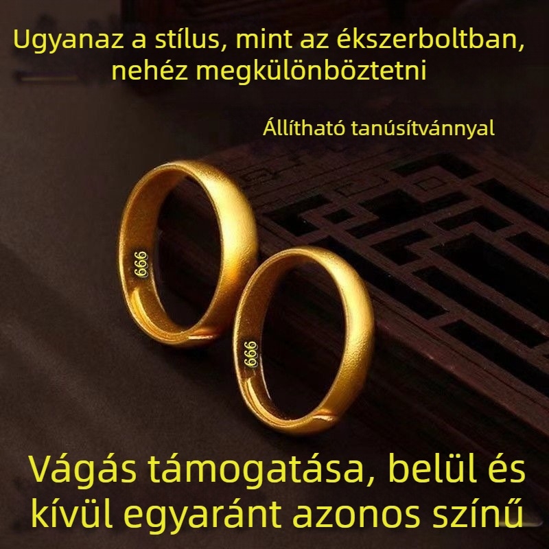 Uniszex nyitott, állítható gyűrű homok arany árnyalatban, hosszú távú színállandóság
