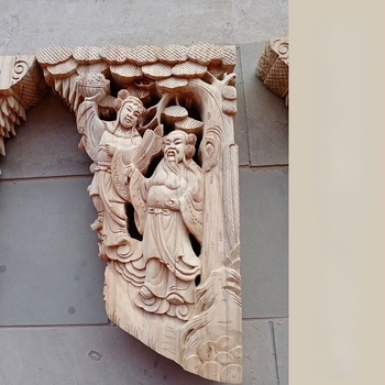 Kézzel faragott camforfából készült gerenda diagonális támasz és oszlopfej klasszikus templomépítéshez – testre szabható madármotívum