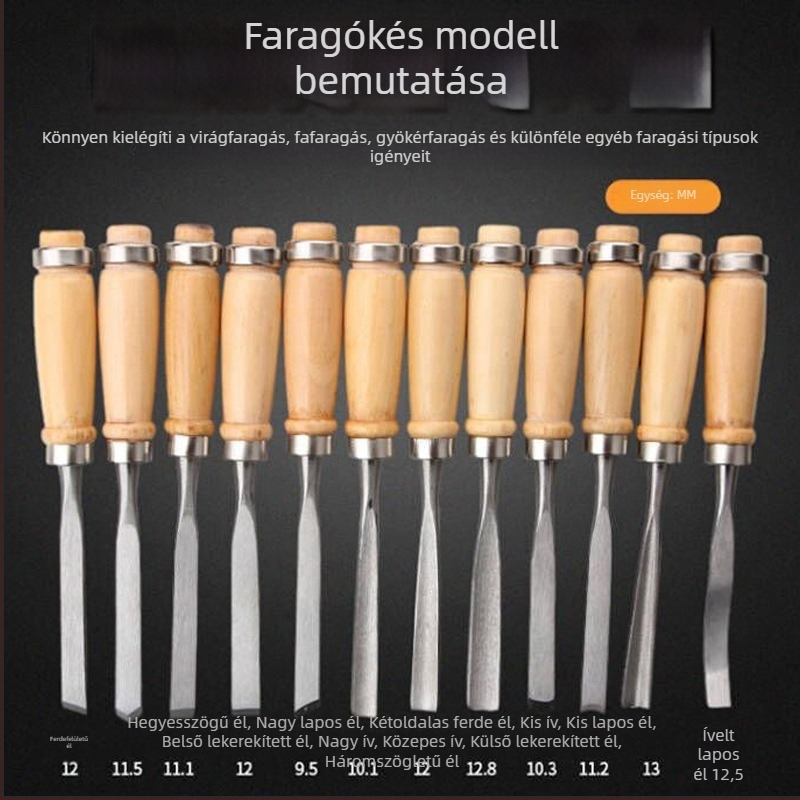 12 darabos fafaragó szerszámkészlet magas széntartalmú acélból