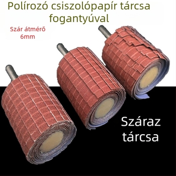 6 darabos fogantyús csiszolókorong-készlet, fogantyúval és csiszolófejjel görbült reliefes faragásokhoz és polírozáshoz