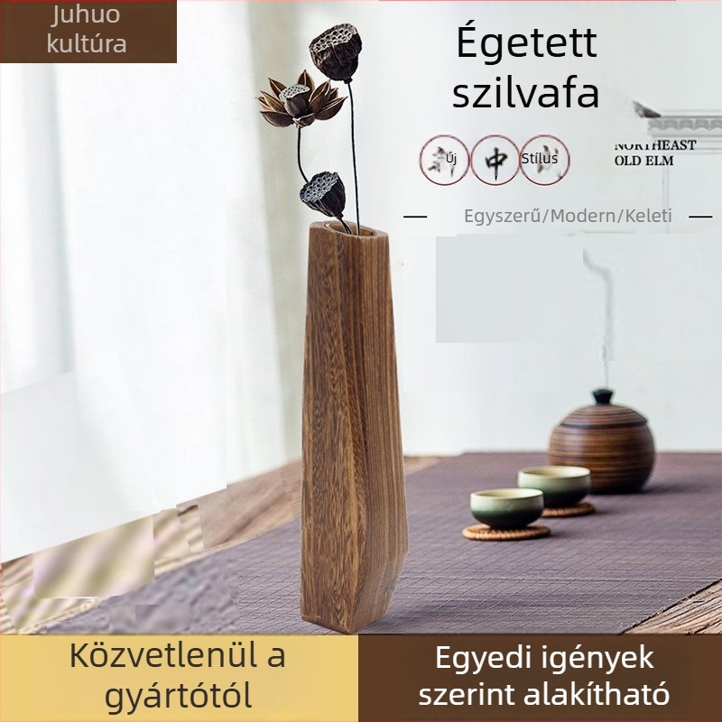 Hosszú, fából készült hidroponikus virágtartó, Morandi stílusú, új kínai dizájn