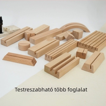 Fából készült bükkfa naptár alap fénykép-klip tartóval és képeslap-tartóval