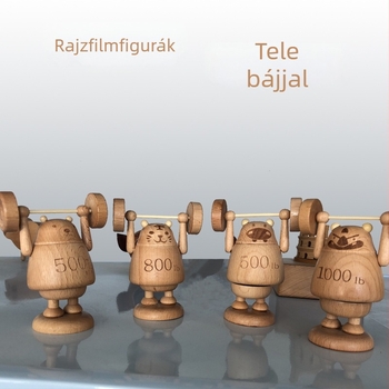 Autó dísz bükkfából, mozgó fejjel, körkörös rajzfilm mintázat