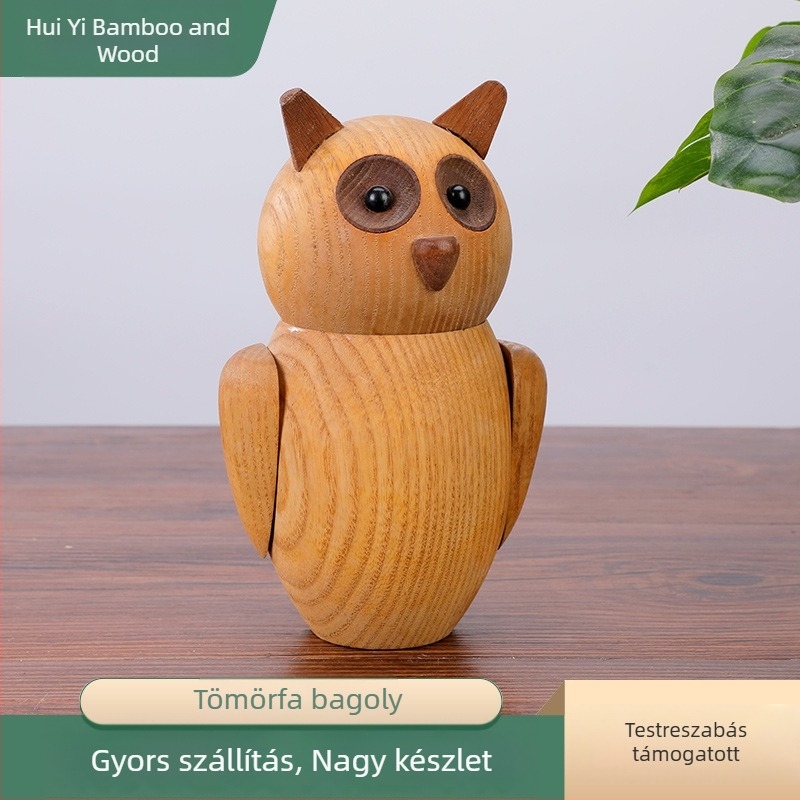 Vintage bagolyfa dekor nappalira és irodába, tömör fából