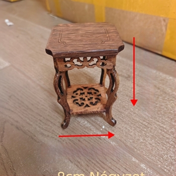Rosewood és Padauk fából készült bonsai kiállítóállvány, kis virágtartó polccal, purpurás agyag teáskannával és teáscsészékkel