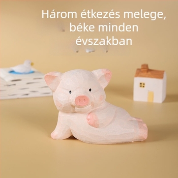 Kézzel faragott Pigsy figura – aranyos asztali dekoráció