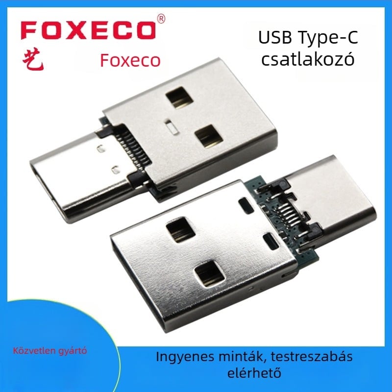 USB-A férfi USB-C női adapter, integrált 2-in-1 töltés és adatátvitel csatlakozó