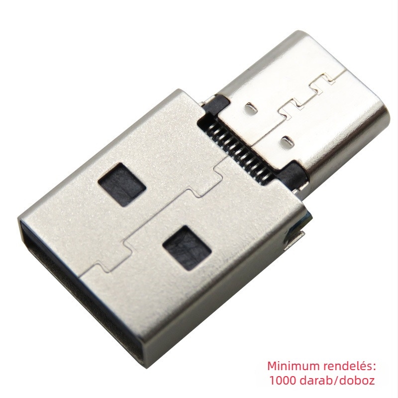 USB-A férfi USB-C női adapter, integrált 2-in-1 töltés és adatátvitel csatlakozó
