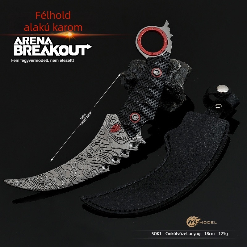 Dark Zone fogyófélhold karomkés, 18 cm, teljes fém dekoratív modell