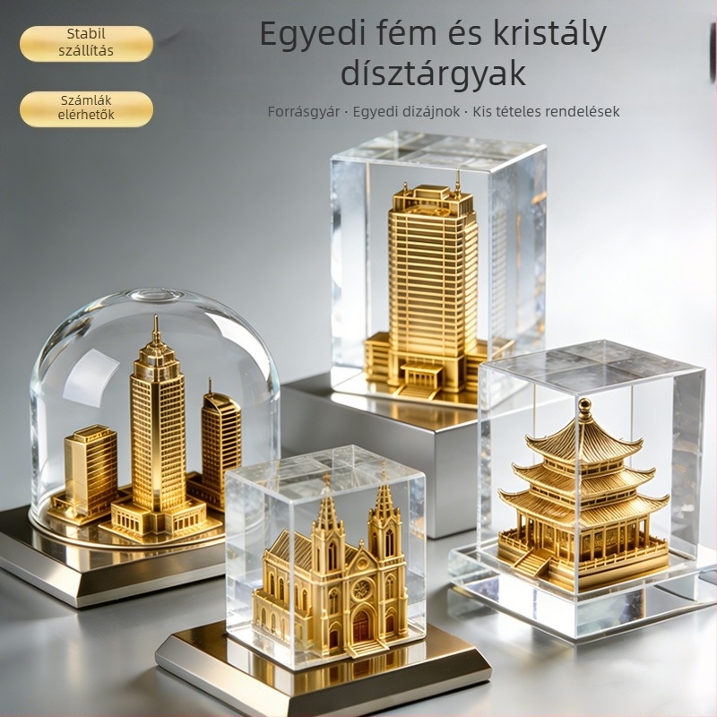 3D épületmodell – személyre szabott kristályos fém dísz