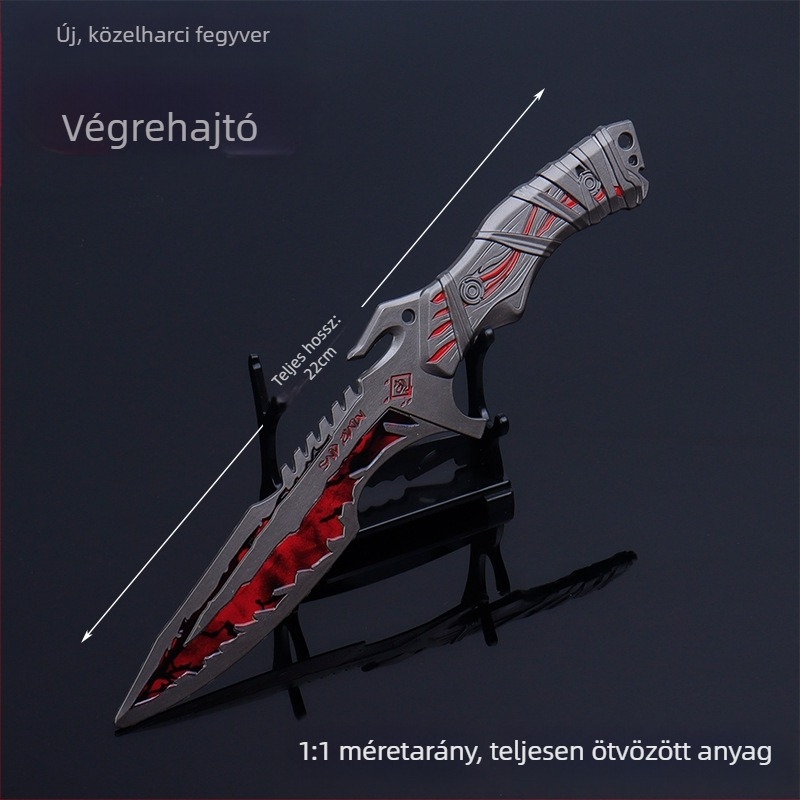 Executioner ötvözet fegyver modell, 22 cm hosszú közelharci kés, láva mintázatú dekoratív darab