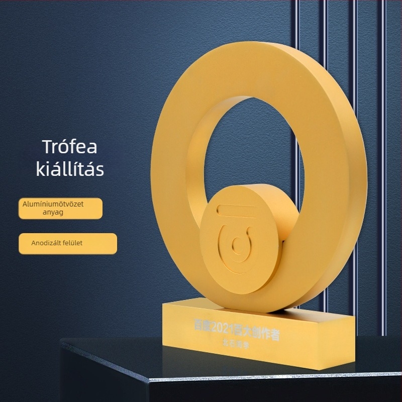 Kreatív kerek fémtrofea, testreszabható alumínium ötvözetű trófea, fémérem vállalati éves díjátadókhoz
