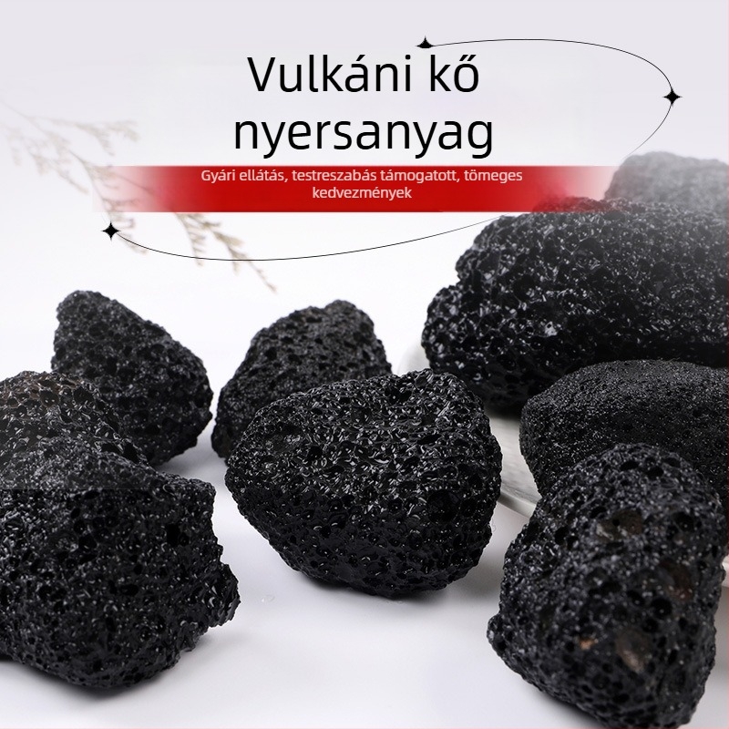 Vulkáni kő – nyers kő, fekete vulkáni kő, kristálykő aromaterápiához, díszítő alap akváriumokhoz és virágtartókhoz