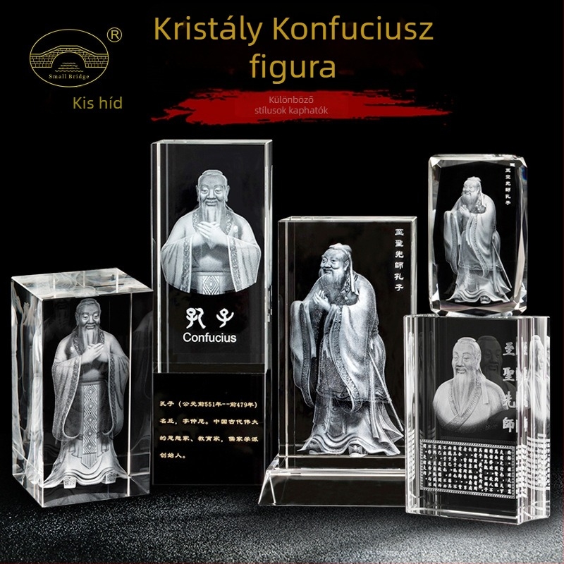 Kristályba vésett Konfuciusz szobor, Shandong Qufu Főiskola, Tanárnap kulturális szuvenír