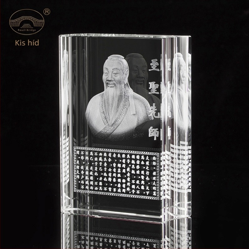 Kristályba vésett Konfuciusz szobor, Shandong Qufu Főiskola, Tanárnap kulturális szuvenír