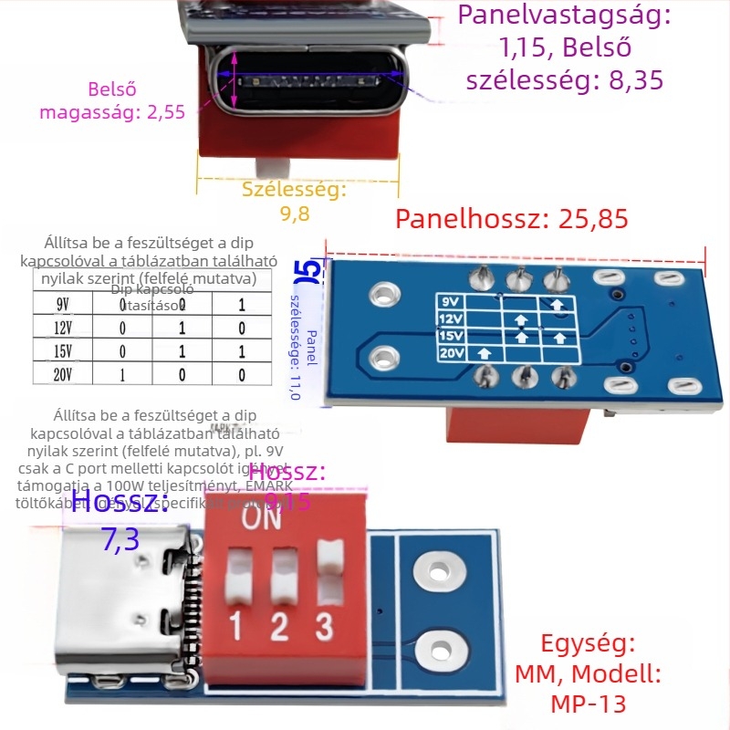 DuPont PCB-adapter csatlakozóhoz, 2,54 mm közép, 2 sor, 5/6 tű