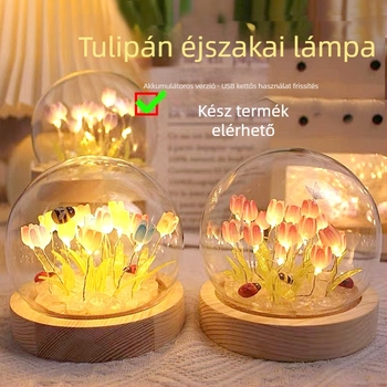 Kézzel készített tulipán formájú éjszakai fény – DIY üveg dekoráció, hangulatvilágítás, ajándék karácsonyra és születésnapra