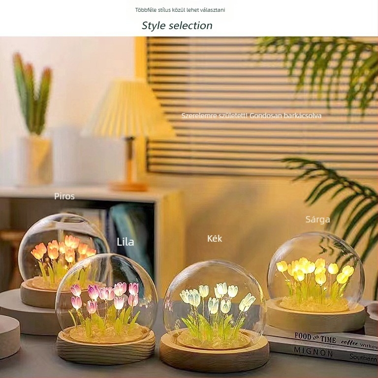 Kézzel készített tulipán formájú éjszakai fény – DIY üveg dekoráció, hangulatvilágítás, ajándék karácsonyra és születésnapra
