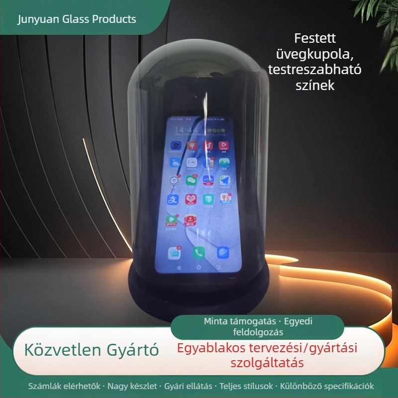 Kör alakú fúvott üvegbúra órához, inkjet nyomtatással, testreszabható