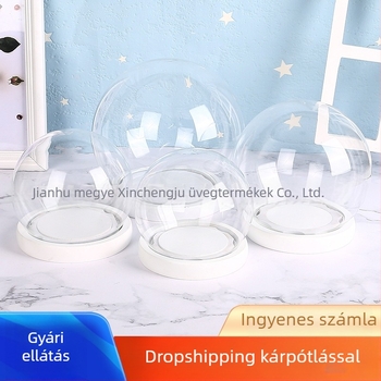 Szív alakú üvegkupola megőrzött virágokkal – dekoratív dísz