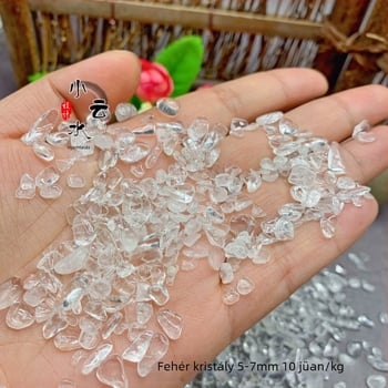 Természetes fehér kristály kavics, 5-7 mm, kristály díszek Buddha számára, 100 g