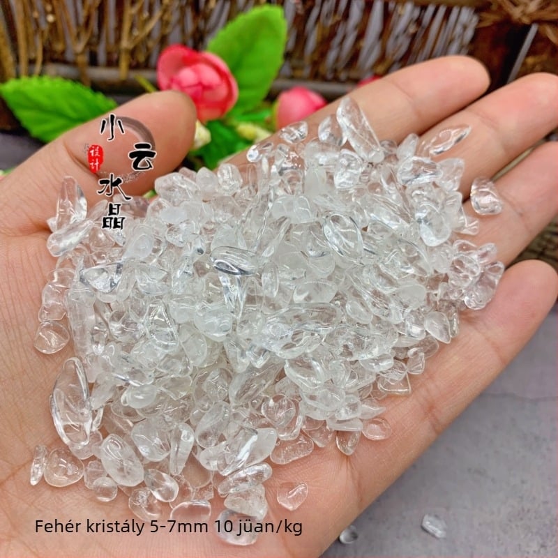 Természetes fehér kristály kavics, 5-7 mm, kristály díszek Buddha számára, 100 g