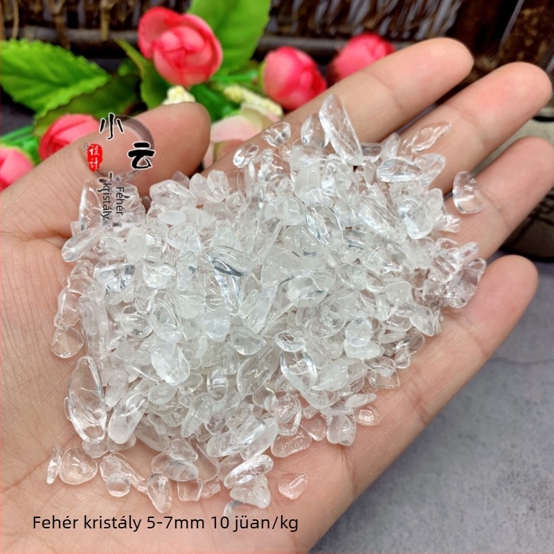 Természetes fehér kristály kavics, 5-7 mm, kristály díszek Buddha számára, 100 g