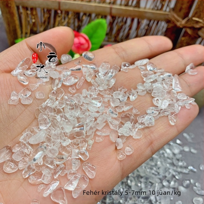Természetes fehér kristály kavics, 5-7 mm, kristály díszek Buddha számára, 100 g