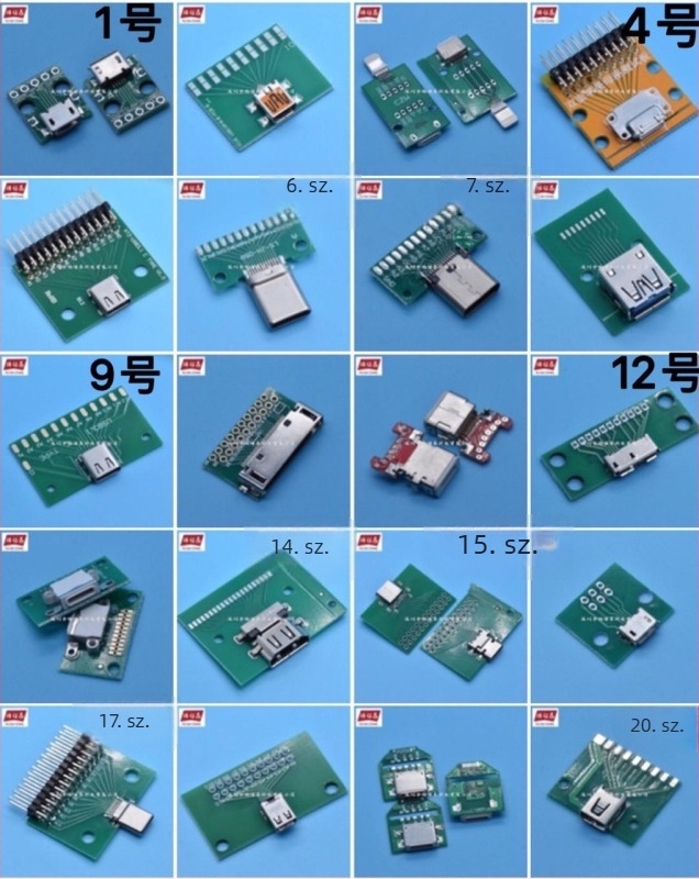 Type-C női tesztpanel, kétoldalas, 24-tűs fej, USB 3.1 adatkábel-adapter 2,54 mm-es lépéssel
