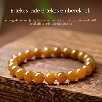 Természetes jáde női karkötő, új kínai stílus, születési év védelme, biztonság és szerencse, sárga gyöngy karkötő