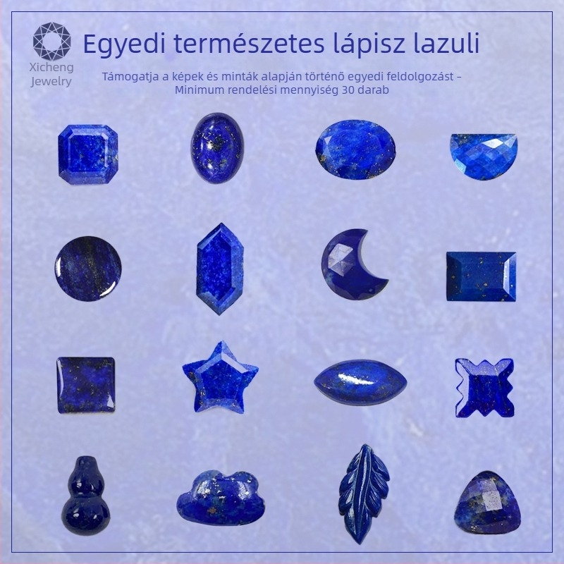 Személyre szabott lazurit – természetes afganisztáni nyers kő, kör cabochon gyűrűalap DIY ékszerekhez