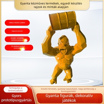 King Kong gorilla emeli a vödröt, rezin és üvegszálas szobor bár- és klubdekorációhoz.