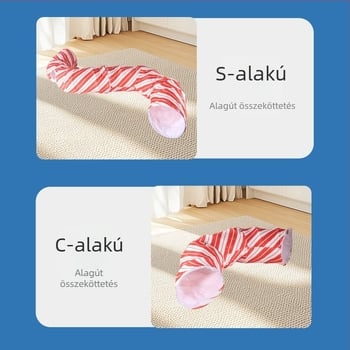 Két az egyben macska játék: S alakú alagút, futópálya és odú