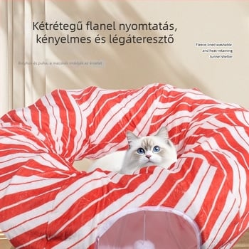 Két az egyben macska játék: S alakú alagút, futópálya és odú