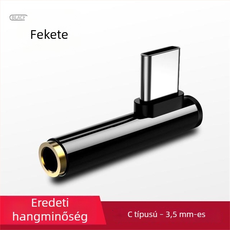 Type-C audió adapter, 90 fokos, vezetékes 3,5 mm-es fejhallgatóhoz, többfunkciós adatkábel
