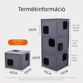 Wealth Megerősített macskatúnel labirintus és filcből készült macskafészek – rejtvény játék, Jenga-stílusú macskafészek