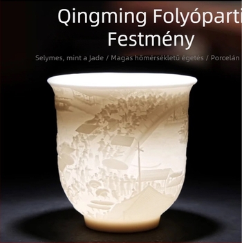 Kínai stílusú teáscsésze krémfehér porcelánból, teakóstoláshoz