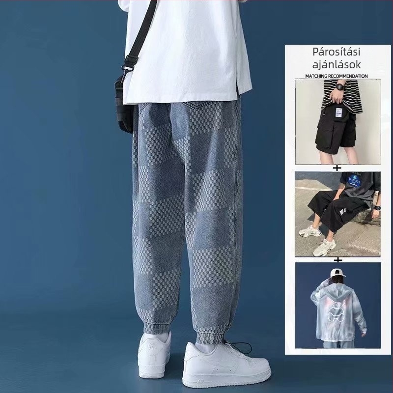 Férfiaknak lazán szabott, egyenes szárú farmer, hétköznapi denim tavasz–nyárra