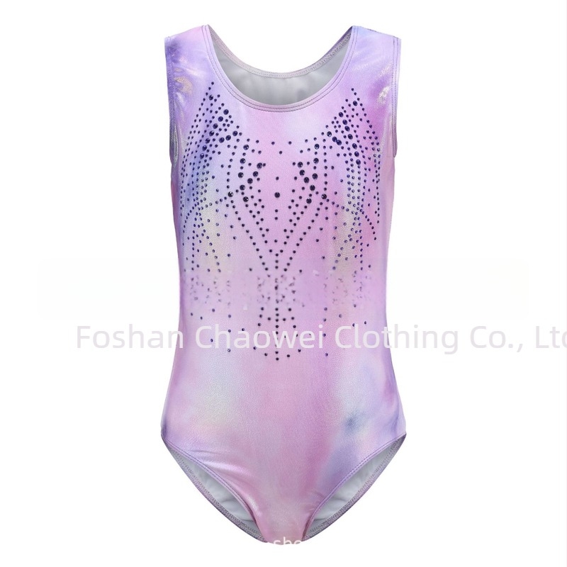 Kislányoknak készült rhinestone gimnasztika leotard aranyfóliával, táncra és előadásokhoz, szoros fazon