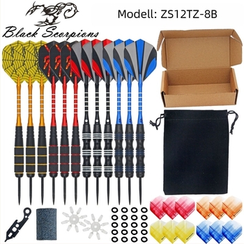 BLACK SCORPIONS 12 darab vas darts készlet ajándékdobozban