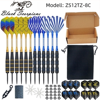 BLACK SCORPIONS 12 darab vas darts készlet ajándékdobozban